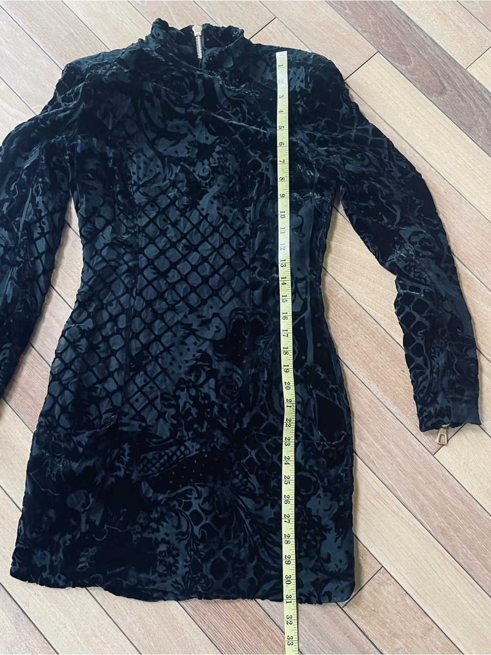 Balmain x H&M Black Velvet Burnout Silk Blend Mini Dress US 6 Designer - Picture 14 of 16